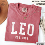 Custom Leo Comfort Colors® T-Shirt, Personalized Leo Horoscope Birth Year Shirt, Astrology Tee, Gift for Birthday Zodiac