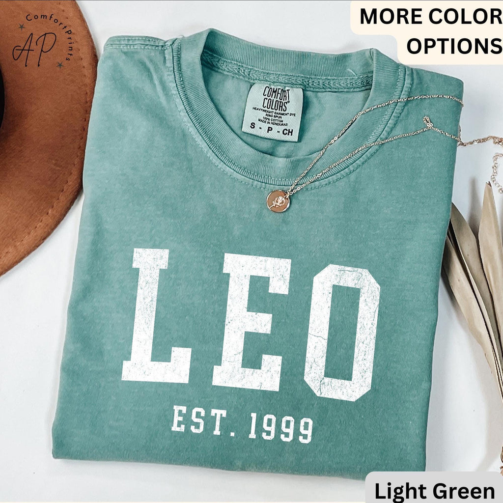 Custom Leo Comfort Colors® T-Shirt, Personalized Leo Horoscope Birth Year Shirt, Astrology Tee, Gift for Birthday Zodiac