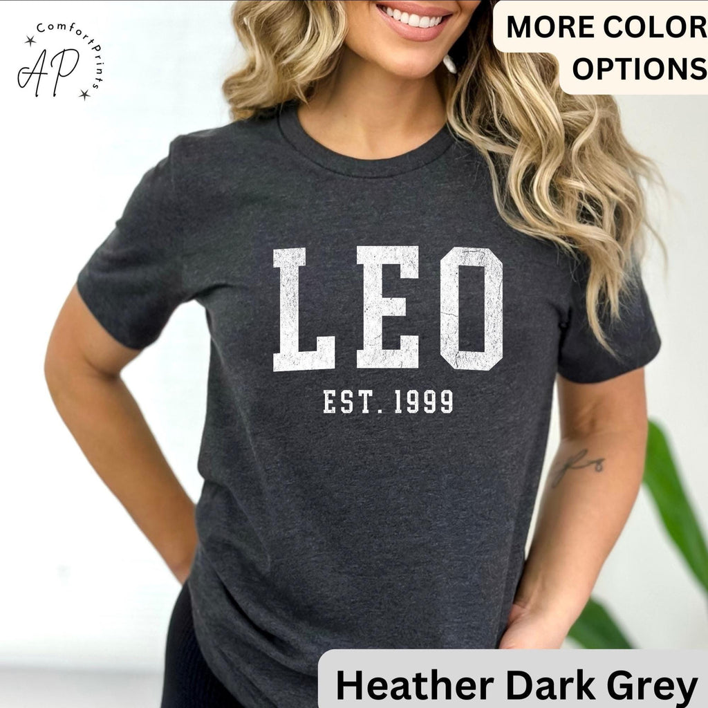 Custom Leo Comfort Colors® T-Shirt, Personalized Leo Horoscope Birth Year Shirt, Astrology Tee, Gift for Birthday Zodiac