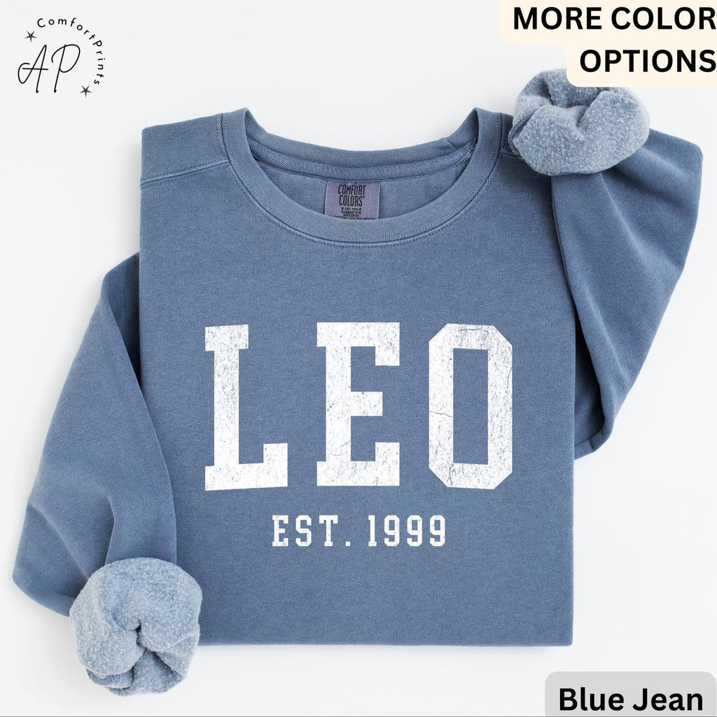Custom Leo Comfort Colors® Sweatshirt, Personalized Leo Horoscope Birth Year Sweater, Astrology, Gift for Birthday Zodiac
