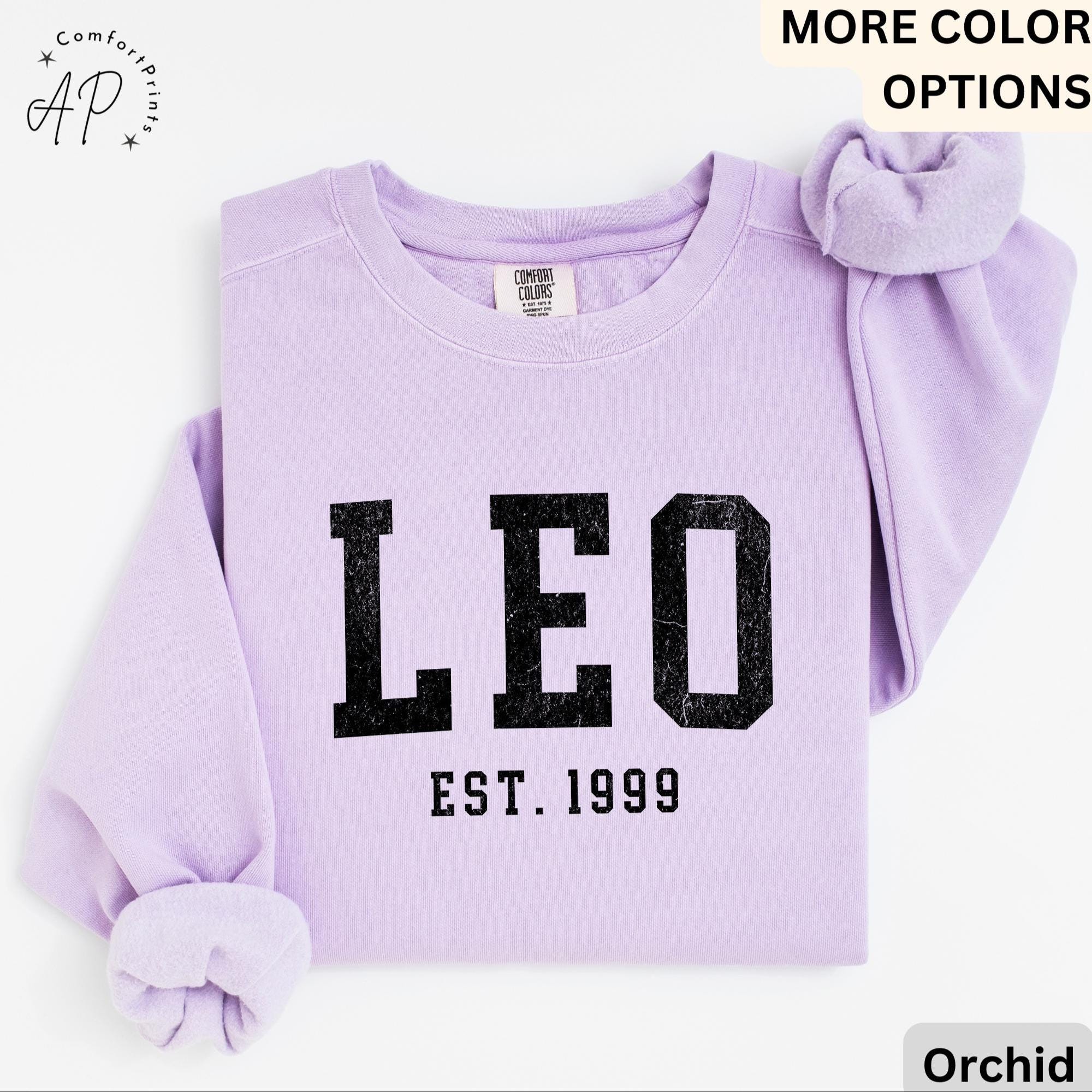 Custom Leo Comfort Colors® Sweatshirt, Personalized Leo Horoscope Birth Year Sweater, Astrology, Gift for Birthday Zodiac