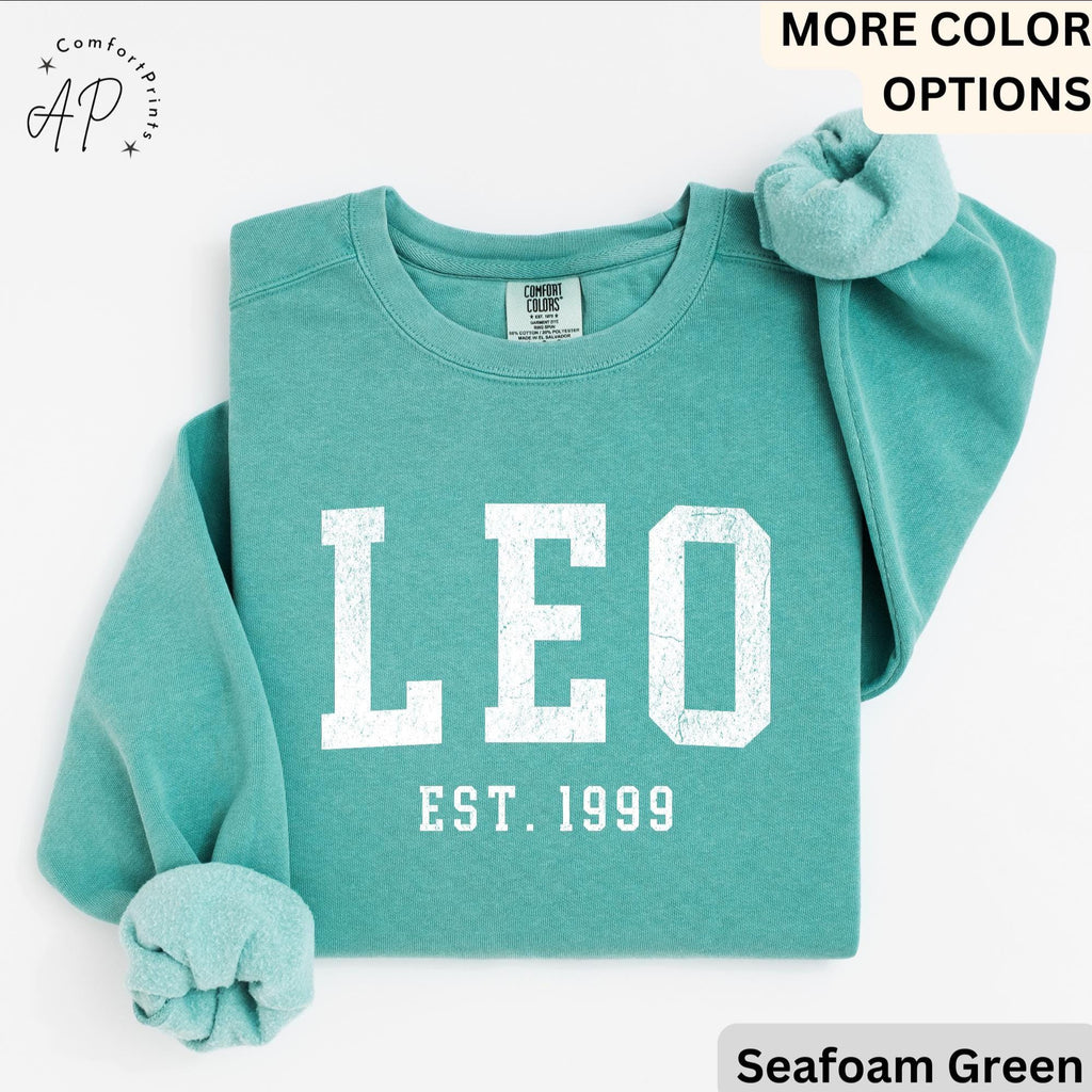 Custom Leo Comfort Colors® Sweatshirt, Personalized Leo Horoscope Birth Year Sweater, Astrology, Gift for Birthday Zodiac