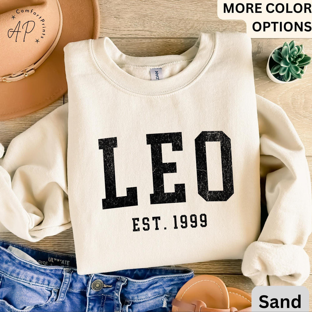 Custom Leo Comfort Colors® Sweatshirt, Personalized Leo Horoscope Birth Year Sweater, Astrology, Gift for Birthday Zodiac