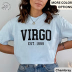 Custom Virgo Comfort Colors® T-Shirt, Personalized Virgo Horoscope Birth Year Shirt, Astrology Tee, Gift for Birthday Zodiac