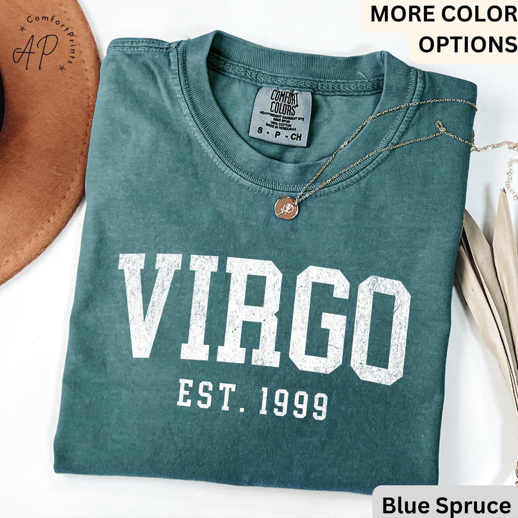 Custom Virgo Comfort Colors® T-Shirt, Personalized Virgo Horoscope Birth Year Shirt, Astrology Tee, Gift for Birthday Zodiac