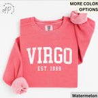 Custom Virgo Comfort Colors® Sweatshirt, Personalized Virgo Horoscope Birth Year Sweater, Astrology, Gift for Birthday Zodiac
