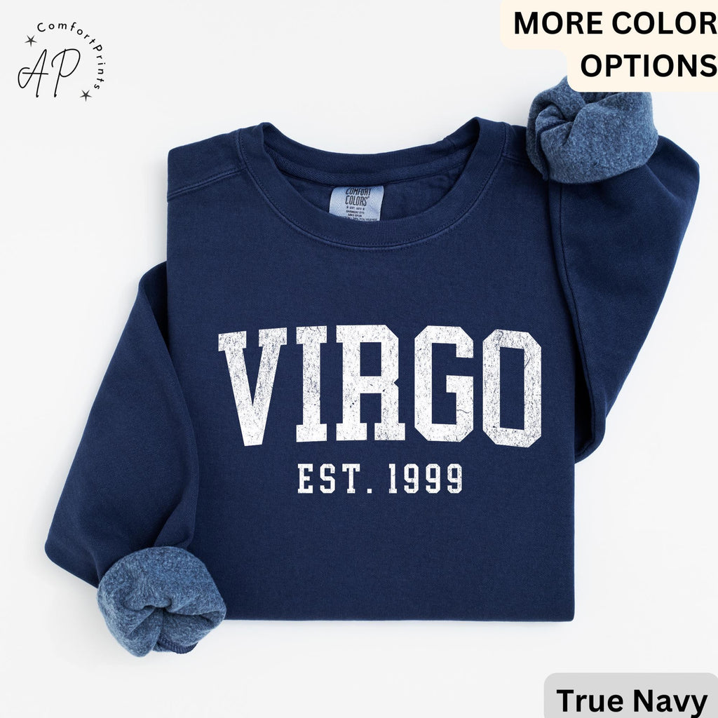 Custom Virgo Comfort Colors® Sweatshirt, Personalized Virgo Horoscope Birth Year Sweater, Astrology, Gift for Birthday Zodiac