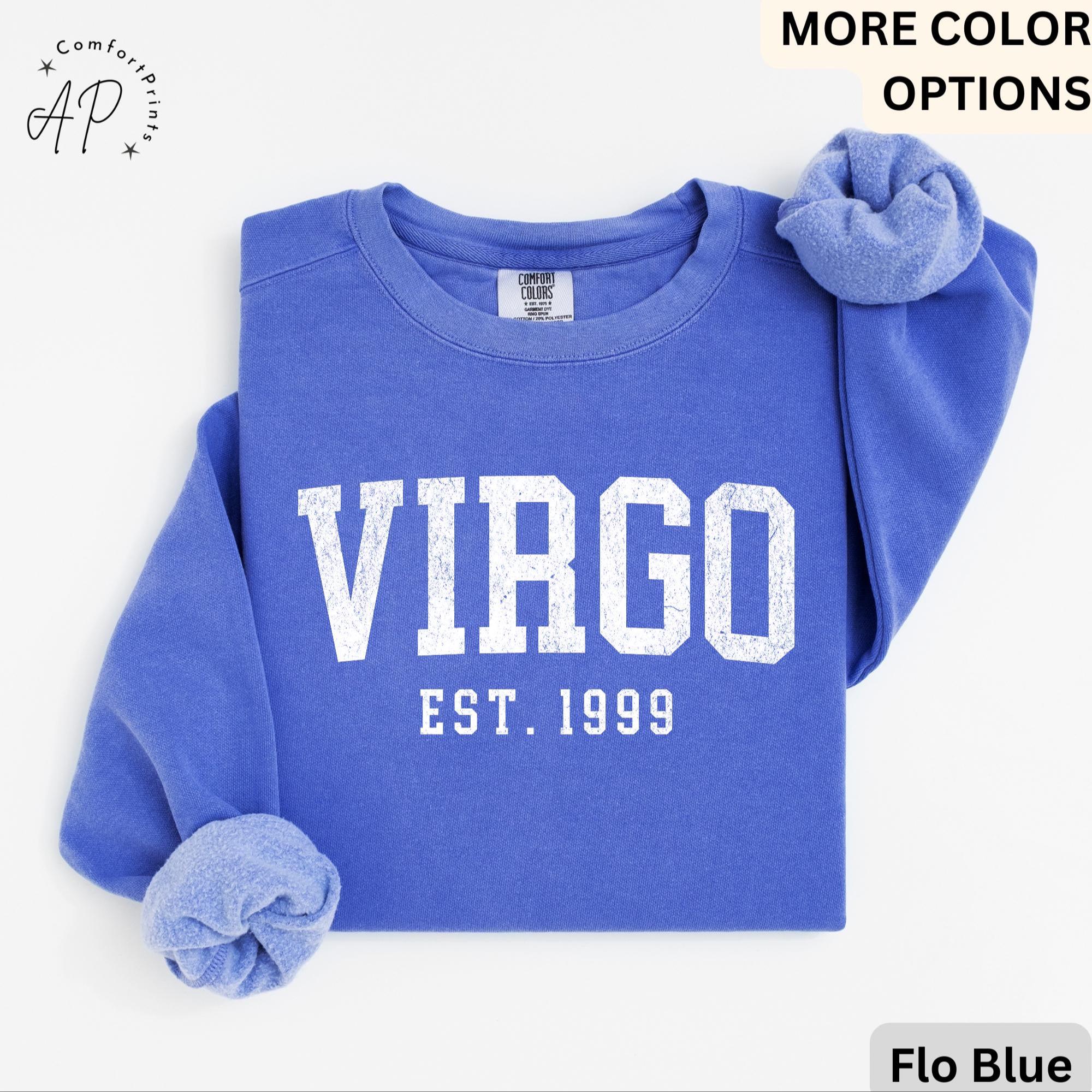 Custom Virgo Comfort Colors® Sweatshirt, Personalized Virgo Horoscope Birth Year Sweater, Astrology, Gift for Birthday Zodiac