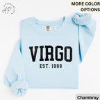 Custom Virgo Comfort Colors® Sweatshirt, Personalized Virgo Horoscope Birth Year Sweater, Astrology, Gift for Birthday Zodiac