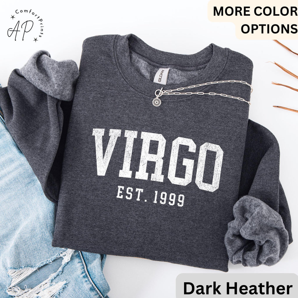 Custom Virgo Comfort Colors® Sweatshirt, Personalized Virgo Horoscope Birth Year Sweater, Astrology, Gift for Birthday Zodiac