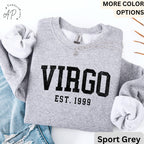 Custom Virgo Comfort Colors® Sweatshirt, Personalized Virgo Horoscope Birth Year Sweater, Astrology, Gift for Birthday Zodiac