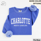 Charlotte Comfort Colors® Sweatshirt, Charlotte North Carolina Souvenir Sweater, Gift for Charlotte Traveler