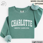 Charlotte Comfort Colors® Sweatshirt, Charlotte North Carolina Souvenir Sweater, Gift for Charlotte Traveler