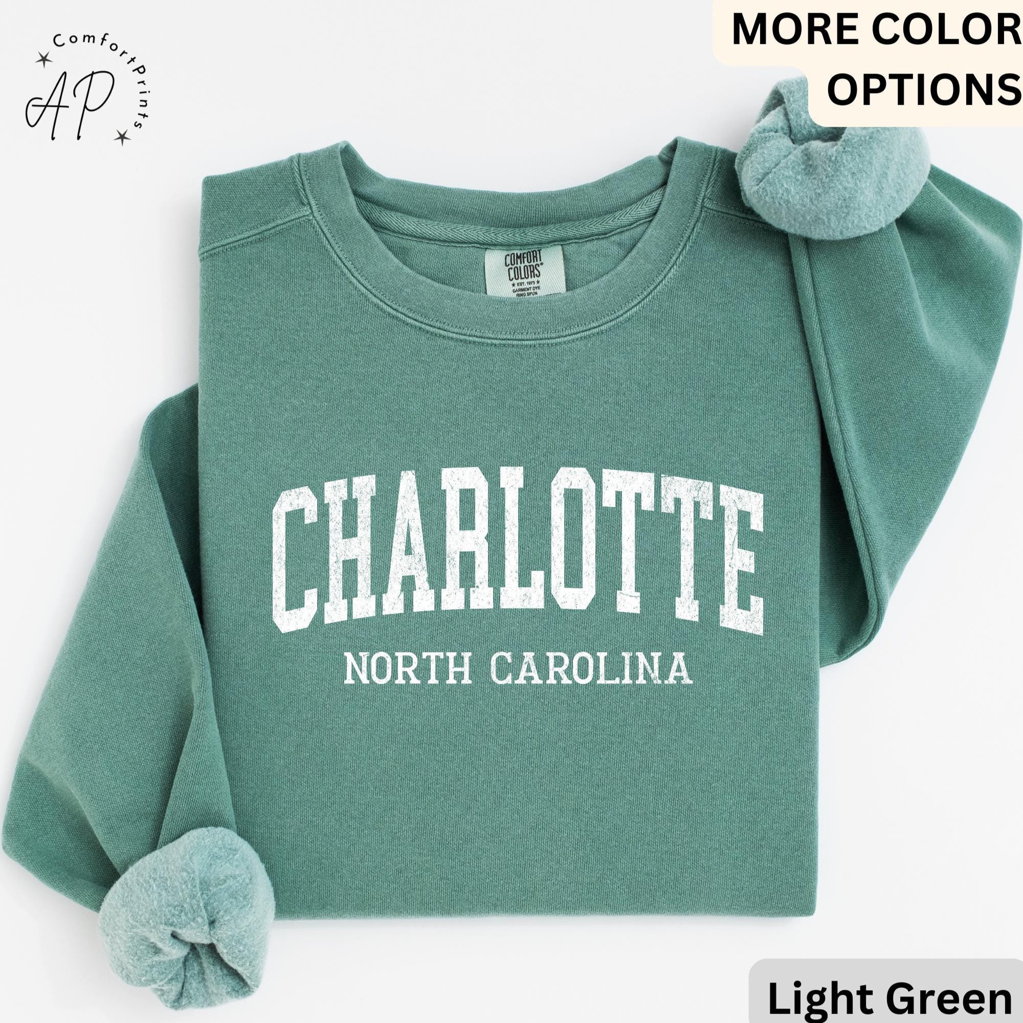 Charlotte Comfort Colors® Sweatshirt, Charlotte North Carolina Souvenir Sweater, Gift for Charlotte Traveler