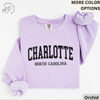 Charlotte Comfort Colors® Sweatshirt, Charlotte North Carolina Souvenir Sweater, Gift for Charlotte Traveler