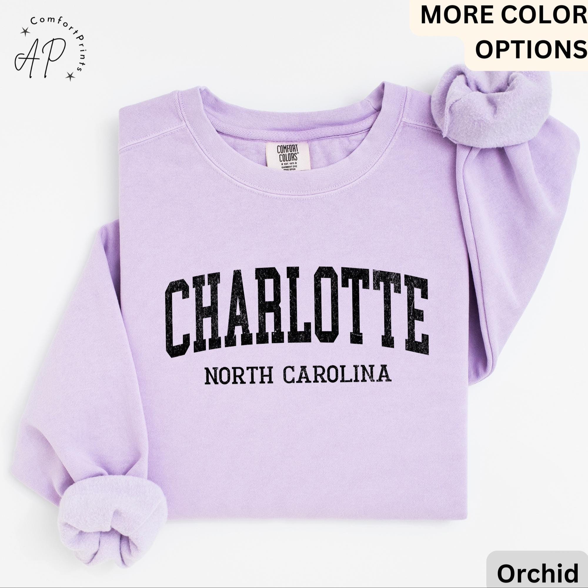 Charlotte Comfort Colors® Sweatshirt, Charlotte North Carolina Souvenir Sweater, Gift for Charlotte Traveler