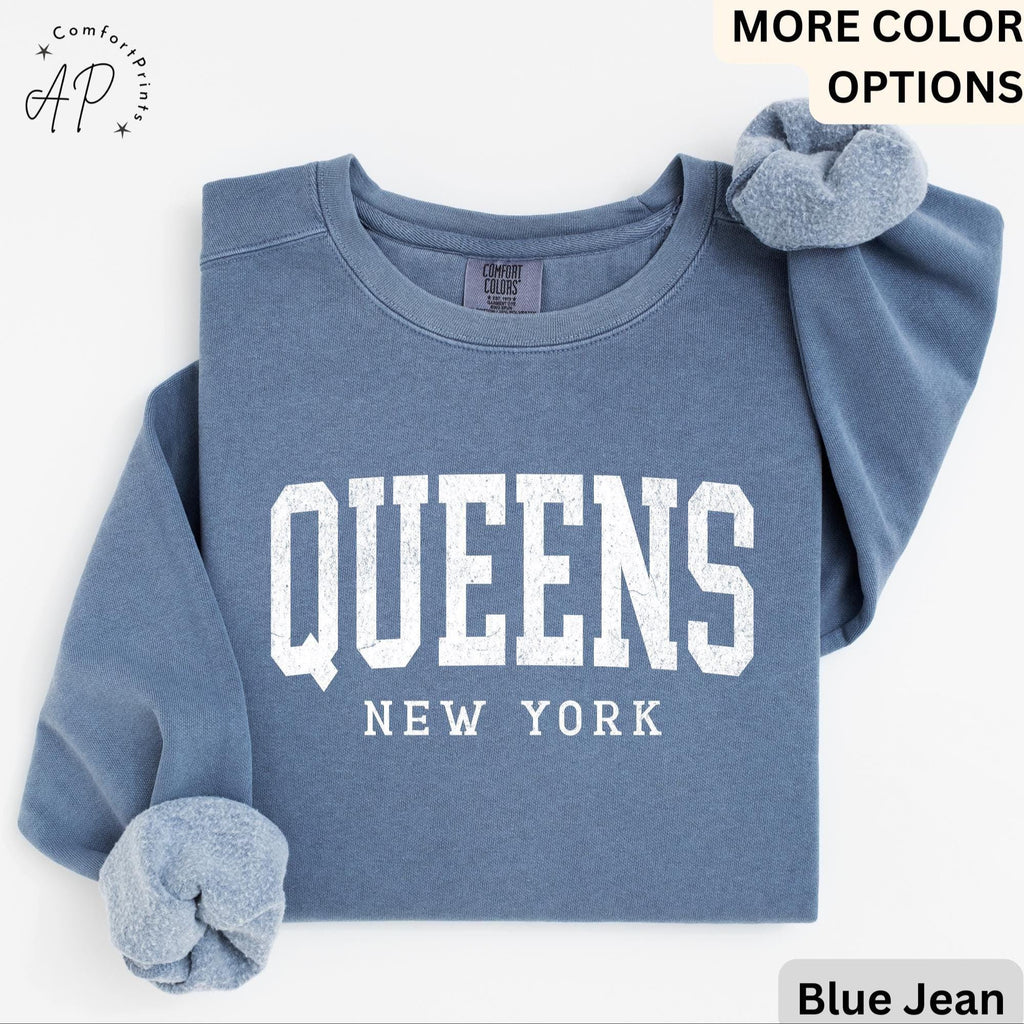 Queens New York Comfort Colors® Sweatshirt, Queens NYC Souvenir Sweater, Gift for Queens Traveler T-Shirt, Queens NY Long-Sleeve Shirt