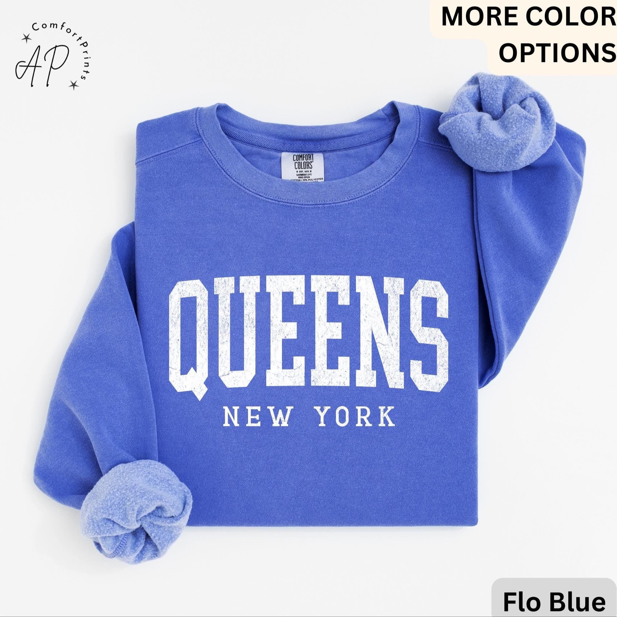 Queens New York Comfort Colors® Sweatshirt, Queens NYC Souvenir Sweater, Gift for Queens Traveler T-Shirt, Queens NY Long-Sleeve Shirt