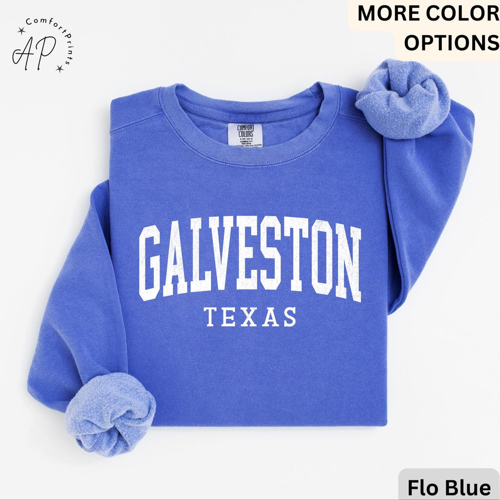 Galveston Comfort Colors® Sweatshirt, Galveston Texas Souvenir Sweater, Gift for Galveston Traveler T-Shirt, Galveston Long-Sleeve Shirt