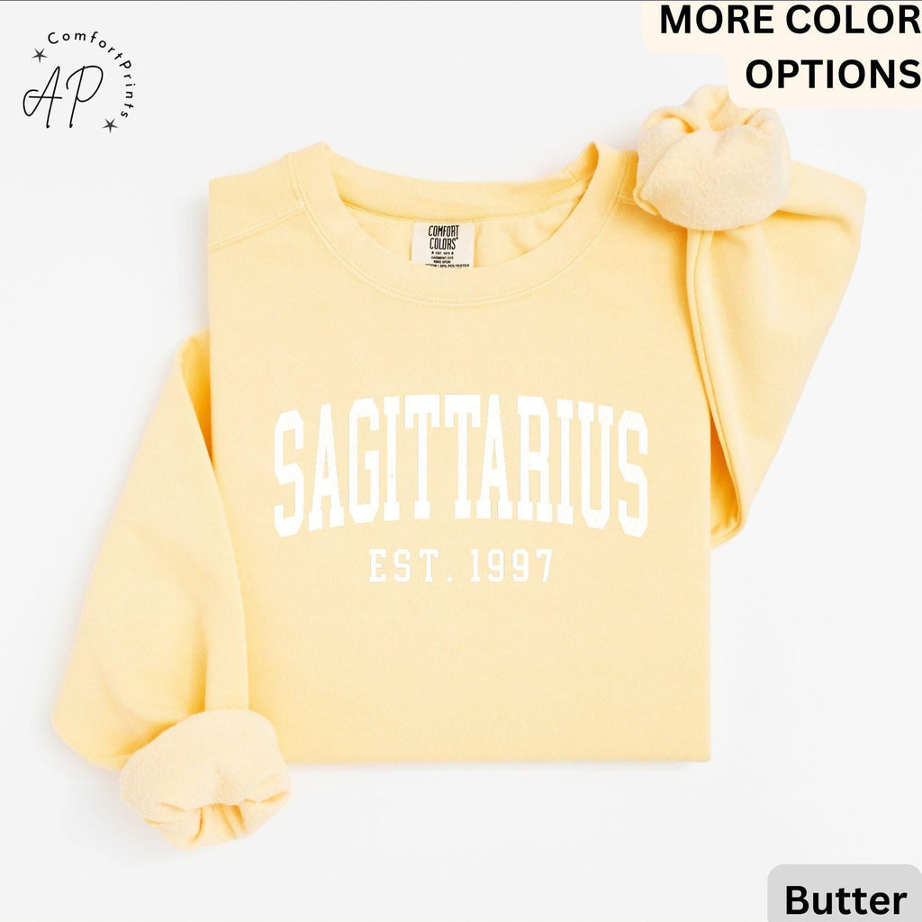 Custom Sagittarius Comfort Colors® Sweatshirt, Personalized Sagittarius Horoscope Sweater, Astrology T-Shirt, Zodiac Long Sleeve Shirt