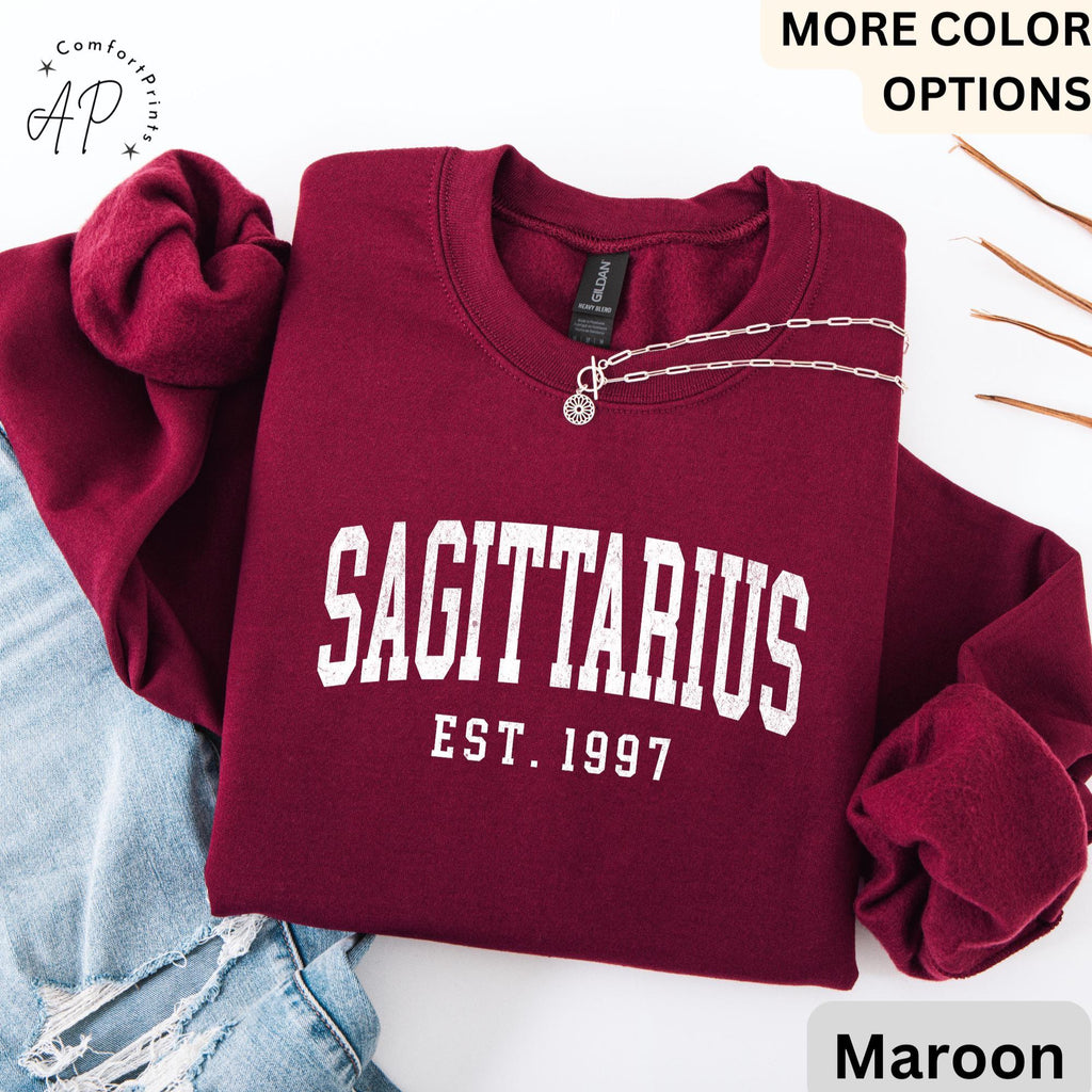 Custom Sagittarius Comfort Colors® Sweatshirt, Personalized Sagittarius Horoscope Sweater, Astrology T-Shirt, Zodiac Long Sleeve Shirt