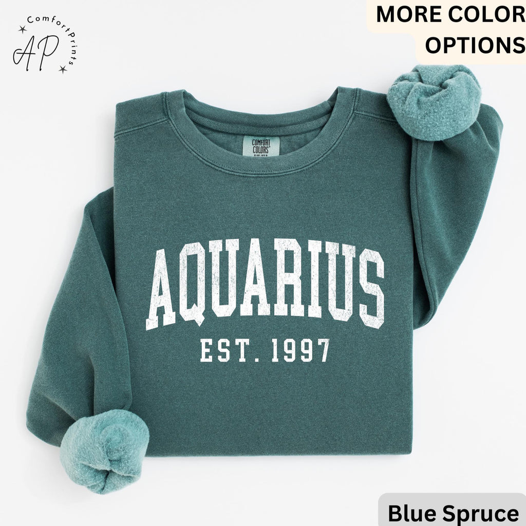 Custom Aquarius Comfort Colors® T-Shirt, Personalized Aquarius Horoscope Shirt, Astrology Sweatshirt, Zodiac Long Sleeve Shirt