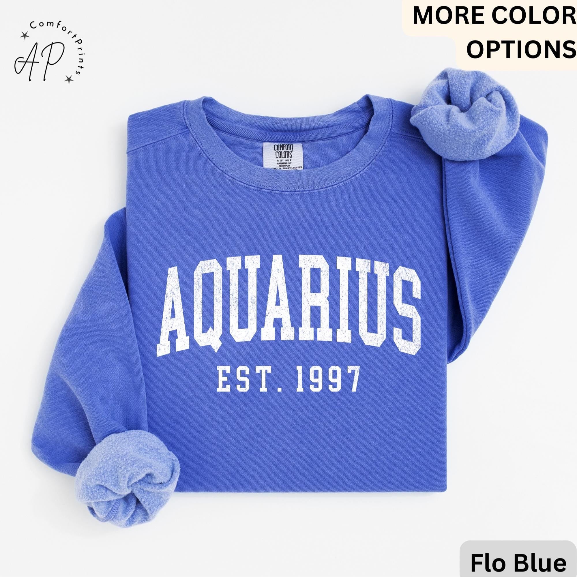 Custom Aquarius Comfort Colors® T-Shirt, Personalized Aquarius Horoscope Shirt, Astrology Sweatshirt, Zodiac Long Sleeve Shirt