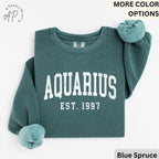 Custom Aquarius Comfort Colors® Sweatshirt, Personalized Aquarius Horoscope Sweater, Astrology T-Shirt, Zodiac Long Sleeve Shirt