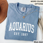 Custom Aquarius Comfort Colors® Sweatshirt, Personalized Aquarius Horoscope Sweater, Astrology T-Shirt, Zodiac Long Sleeve Shirt