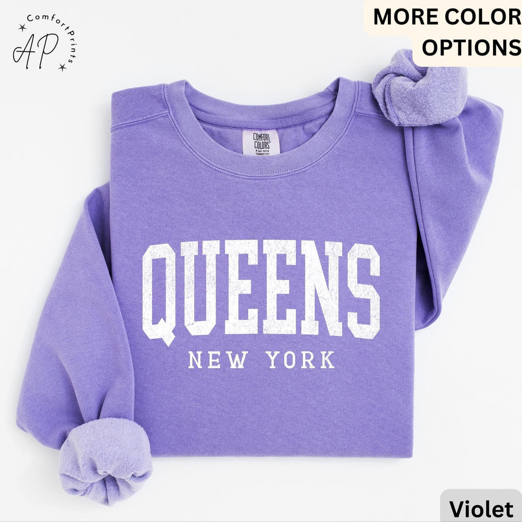 Queens New York Comfort Colors® Sweatshirt, Queens NYC Souvenir Sweater, Gift for Queens Traveler T-Shirt, Queens NY Long-Sleeve Shirt