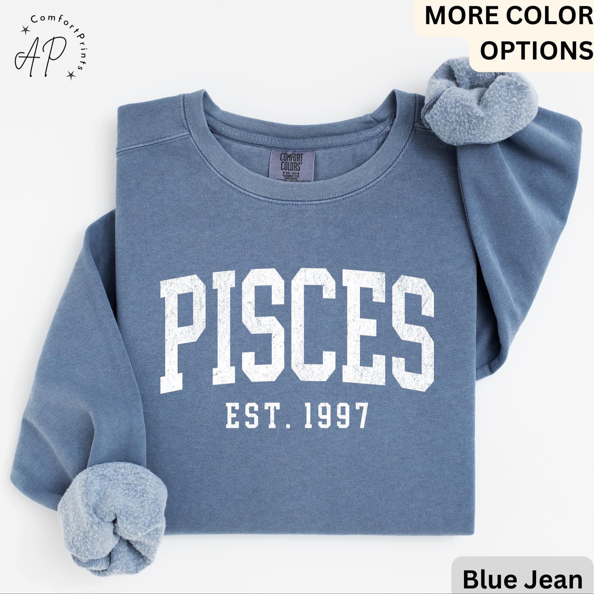 Custom Pisces Comfort Colors® Sweatshirt, Personalized Pisces Horoscope Sweater, Astrology T-Shirt, Zodiac Long Sleeve Shirt