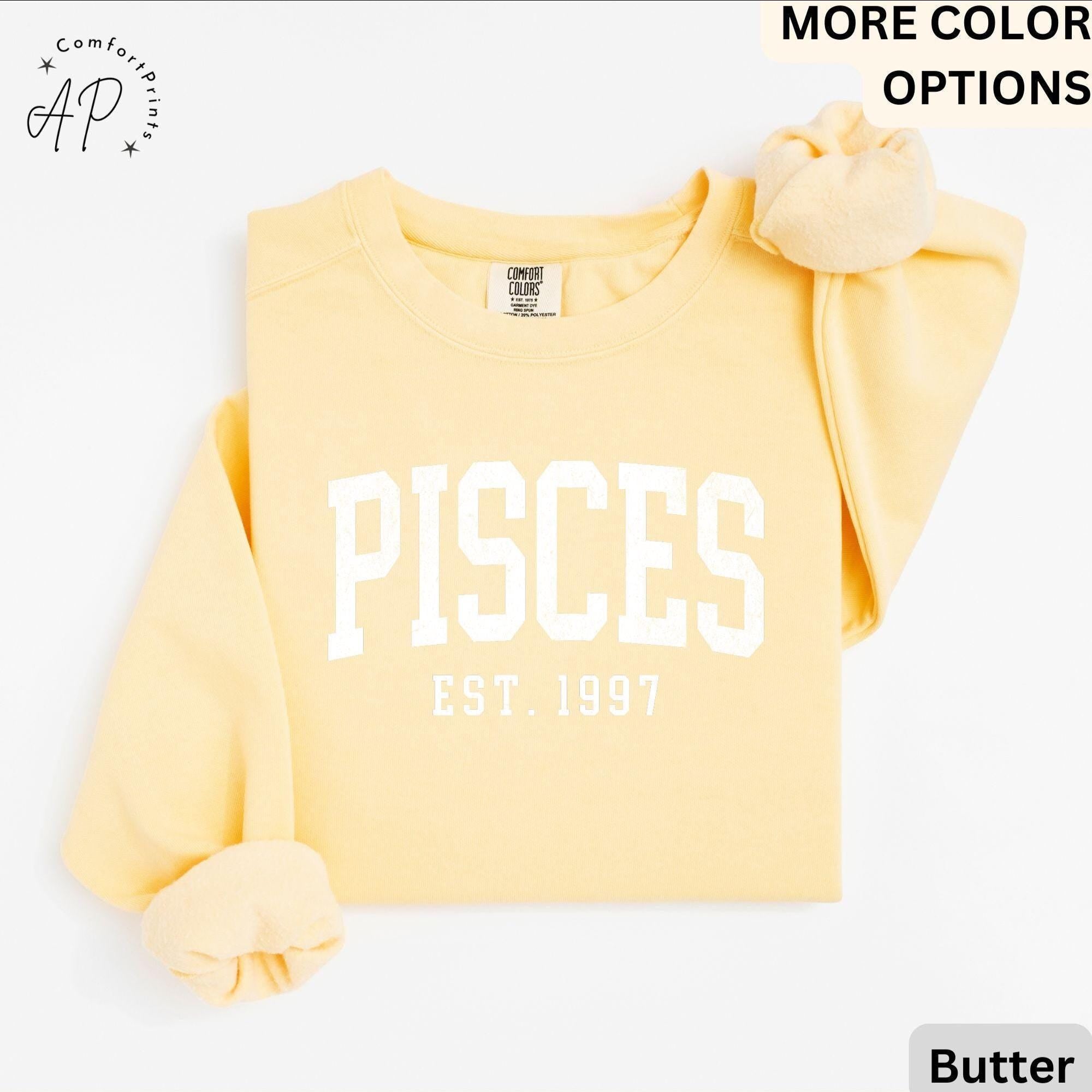 Custom Pisces Comfort Colors® Sweatshirt, Personalized Pisces Horoscope Sweater, Astrology T-Shirt, Zodiac Long Sleeve Shirt