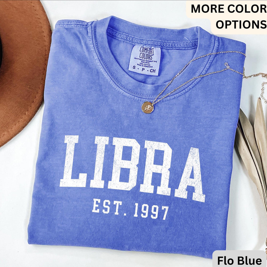 Custom Libra Comfort Colors® T-Shirt, Personalized Libra Horoscope Shirt, Astrology Sweatshirt, Zodiac Long Sleeve Shirt
