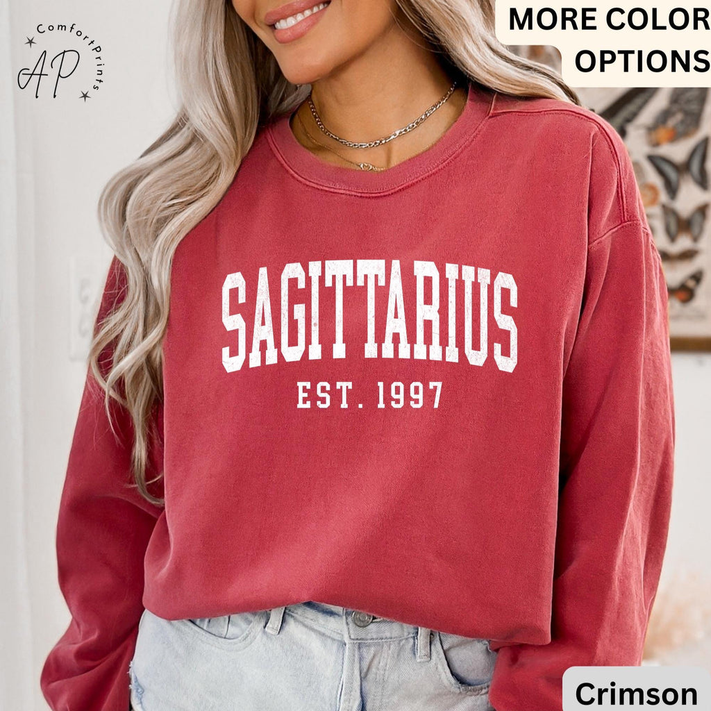Custom Sagittarius Comfort Colors® Sweatshirt, Personalized Sagittarius Horoscope Sweater, Astrology T-Shirt, Zodiac Long Sleeve Shirt