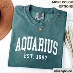 Custom Aquarius Comfort Colors® T-Shirt, Personalized Aquarius Horoscope Shirt, Astrology Sweatshirt, Zodiac Long Sleeve Shirt