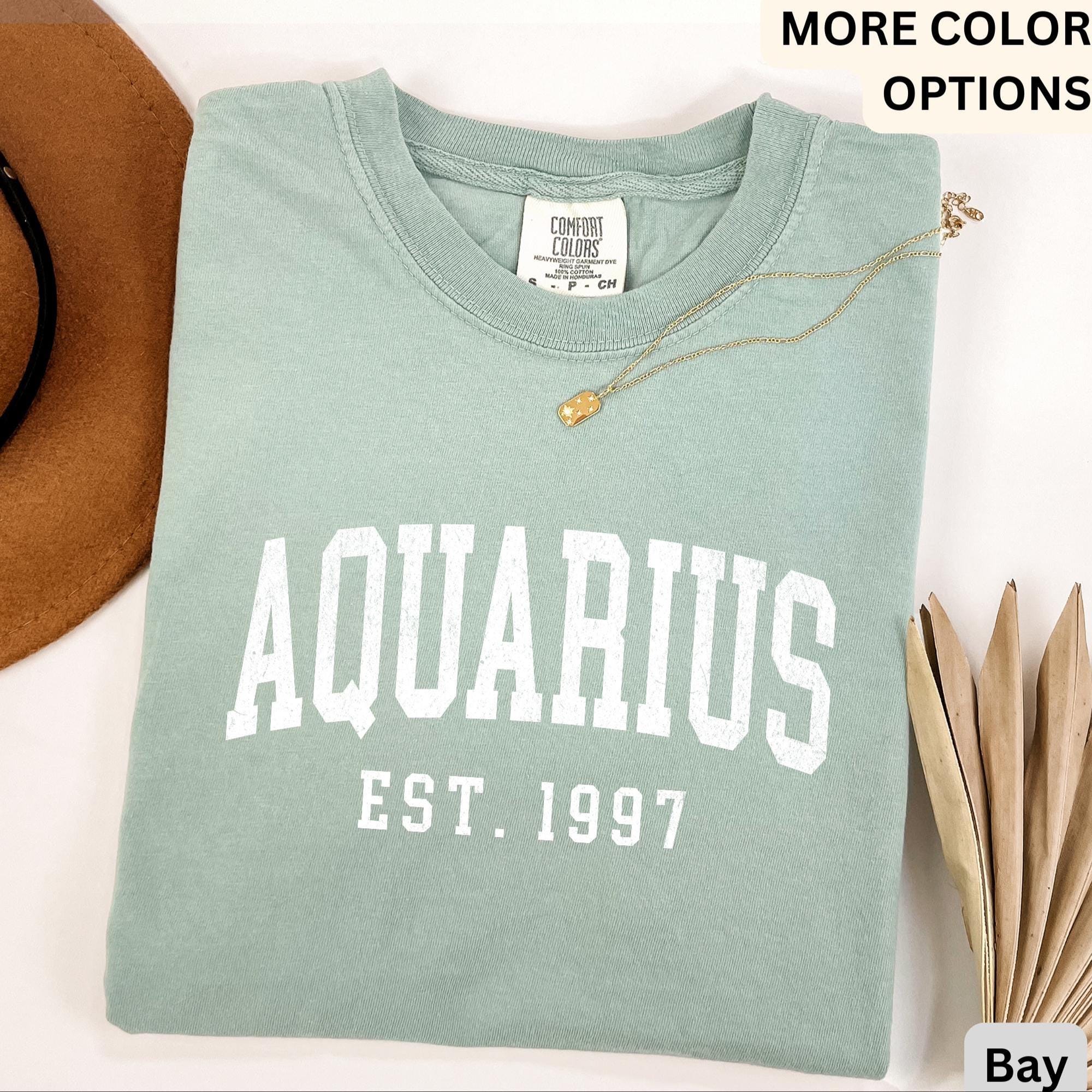 Custom Aquarius Comfort Colors® T-Shirt, Personalized Aquarius Horoscope Shirt, Astrology Sweatshirt, Zodiac Long Sleeve Shirt
