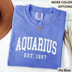 Custom Aquarius Comfort Colors® T-Shirt, Personalized Aquarius Horoscope Shirt, Astrology Sweatshirt, Zodiac Long Sleeve Shirt