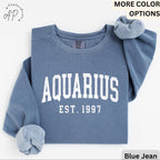 Custom Aquarius Comfort Colors® Sweatshirt, Personalized Aquarius Horoscope Sweater, Astrology T-Shirt, Zodiac Long Sleeve Shirt