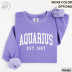 Custom Aquarius Comfort Colors® Sweatshirt, Personalized Aquarius Horoscope Sweater, Astrology T-Shirt, Zodiac Long Sleeve Shirt