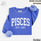 Custom Pisces Comfort Colors® Sweatshirt, Personalized Pisces Horoscope Sweater, Astrology T-Shirt, Zodiac Long Sleeve Shirt