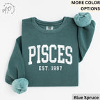 Custom Pisces Comfort Colors® Sweatshirt, Personalized Pisces Horoscope Sweater, Astrology T-Shirt, Zodiac Long Sleeve Shirt