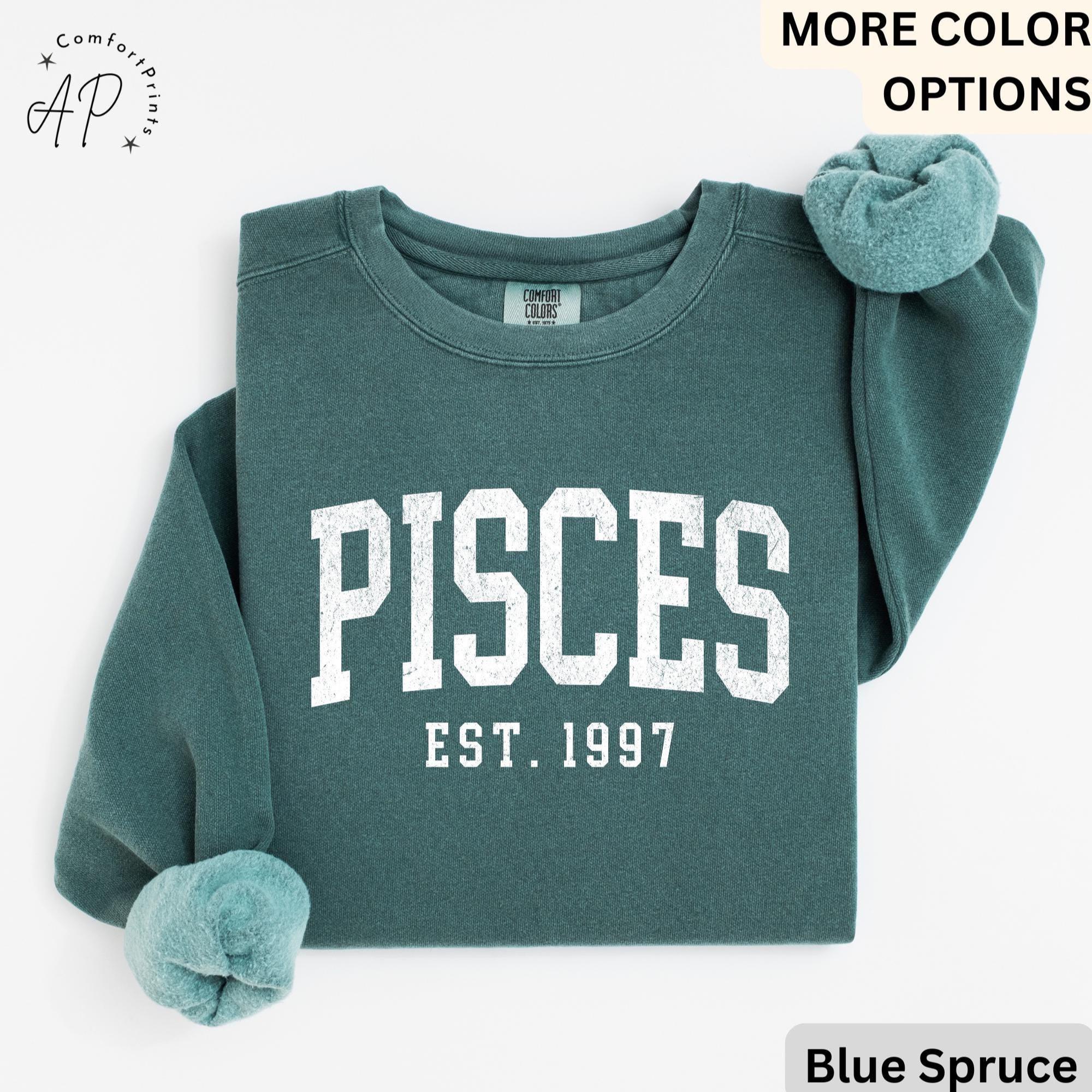 Custom Pisces Comfort Colors® Sweatshirt, Personalized Pisces Horoscope Sweater, Astrology T-Shirt, Zodiac Long Sleeve Shirt