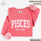 Custom Pisces Comfort Colors® Sweatshirt, Personalized Pisces Horoscope Sweater, Astrology T-Shirt, Zodiac Long Sleeve Shirt