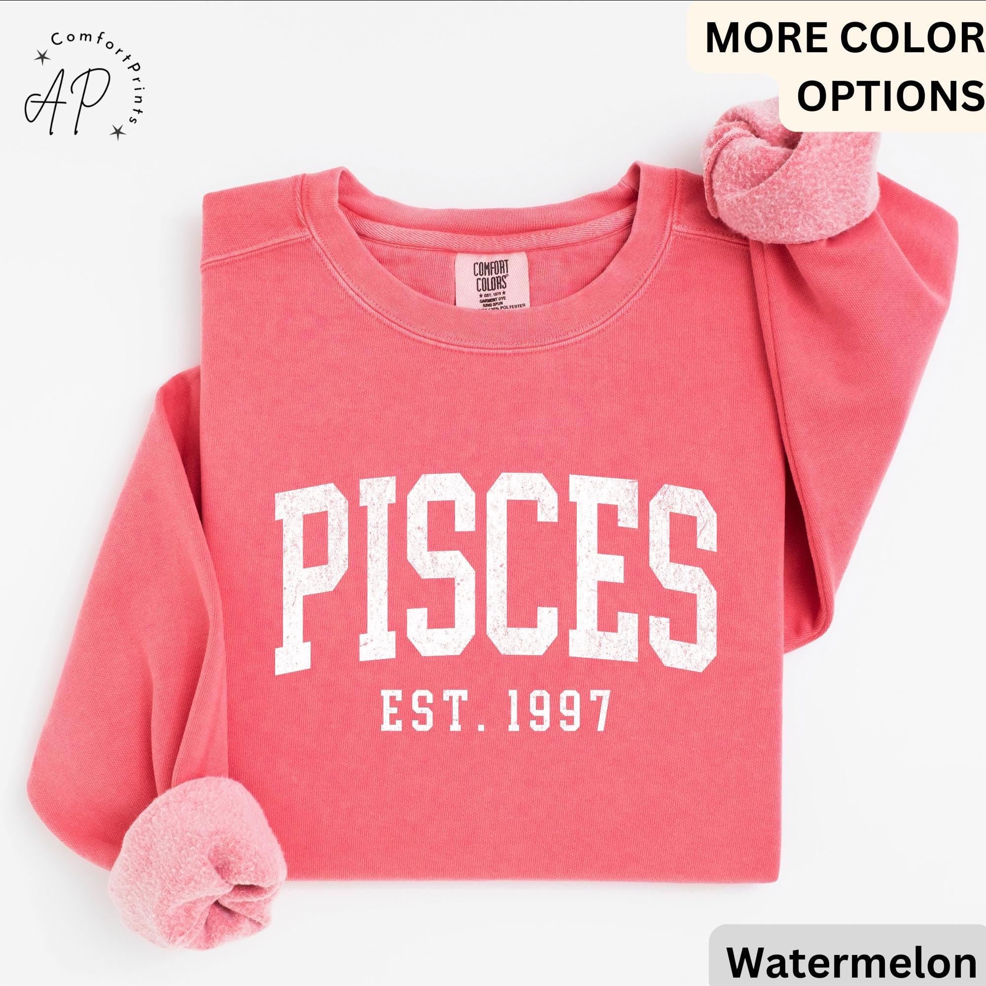 Custom Pisces Comfort Colors® Sweatshirt, Personalized Pisces Horoscope Sweater, Astrology T-Shirt, Zodiac Long Sleeve Shirt