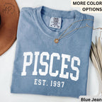 Custom Pisces Comfort Colors® Sweatshirt, Personalized Pisces Horoscope Sweater, Astrology T-Shirt, Zodiac Long Sleeve Shirt