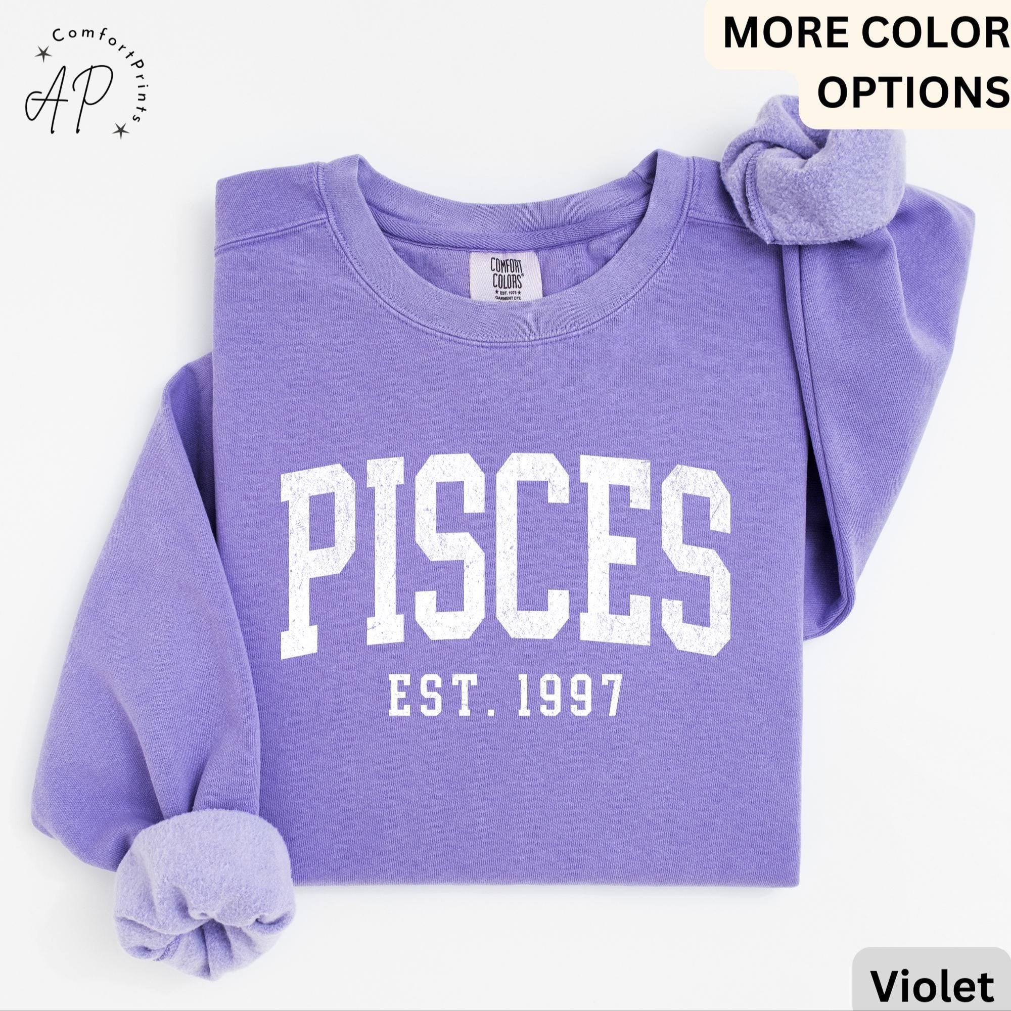 Custom Pisces Comfort Colors® Sweatshirt, Personalized Pisces Horoscope Sweater, Astrology T-Shirt, Zodiac Long Sleeve Shirt