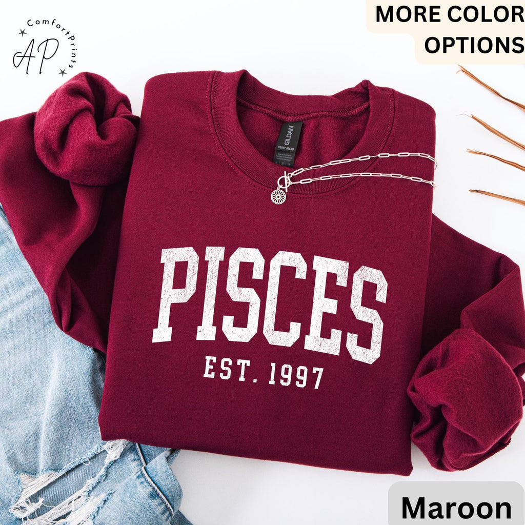 Custom Pisces Comfort Colors® Sweatshirt, Personalized Pisces Horoscope Sweater, Astrology T-Shirt, Zodiac Long Sleeve Shirt