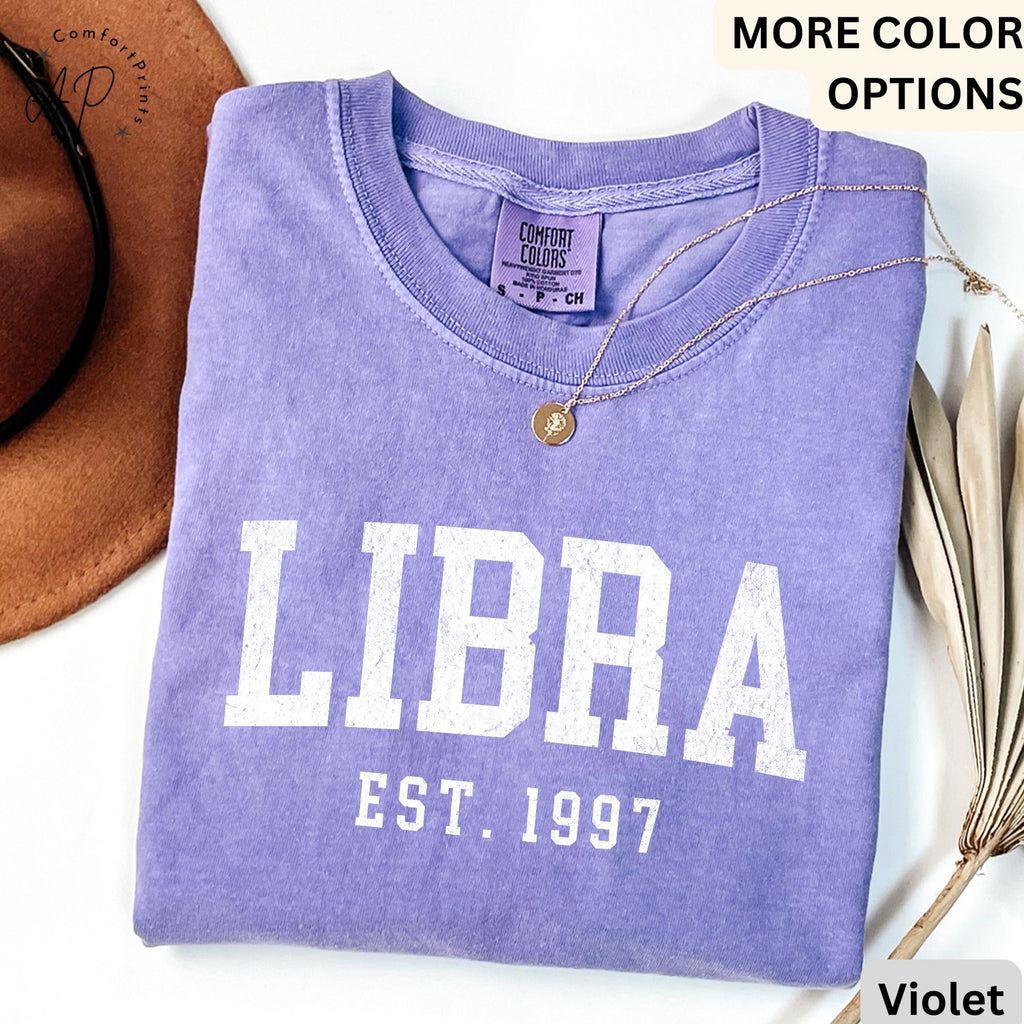 Custom Libra Comfort Colors® T-Shirt, Personalized Libra Horoscope Shirt, Astrology Sweatshirt, Zodiac Long Sleeve Shirt