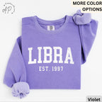 Custom Libra Comfort Colors® Sweatshirt, Personalized Libra Horoscope Sweater, Astrology T-Shirt, Zodiac Long Sleeve Shirt