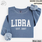 Custom Libra Comfort Colors® Sweatshirt, Personalized Libra Horoscope Sweater, Astrology T-Shirt, Zodiac Long Sleeve Shirt